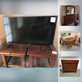 MaxSold Auction: This online auction features Wood End Tables, 42 Inch LG Flat Screen TV, Solid Oak Pedestal Table With 4 Chairs, Jewelry Armoire, jewelry, Salem China Streamline Orange Tea Set, Tea Cup and Saucer Sets, Hellenic Wedgwood, Vintage 48 STAR U.S. Flag and much more!