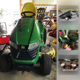 MaxSold Auction: This online auction features Pressure Washer Stacking Show Dog Crates, Cub Cadet Chipper Shredder, Aluminum Extension Ladder, Air Compressor, 2014 John Deere Riding Mower, Sears Tow Behind Cart and much more!