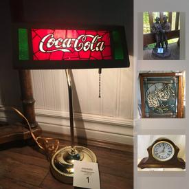 MaxSold Auction: This online auction features Vintage Coca Cola bankers table lamp, Lyn Noble signed watercolour, Wedgwood ivory bone china, Cabbage Patch dolls, cranberry bar glasses, Coalport napkin rings, metal steamer trunk, Goebel annual Collector plates, Tom Drum, Casio Cash register, Stained Glass Swans Window Hanging, and much more!