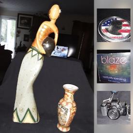 MaxSold Auction: This online auction features Donald Trump coin, Fire Stick Amazon, crystal bells, Silver certificate w75226678A, porcelain tea house, frosted wine glasses, antique mirror, duck picture by Dan Rouse, kerosene lantern, Atari game and much more!