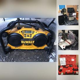 MaxSold Auction: This online auction features tools including Dewalt Heavy Duty Portable Stereo, Job mate Compound Mitre Saw, Mastercraft Air Compressor, Tool Belts, Fiberglass Step Ladder, Makita Portable Drill, Dewalt Cordless Screwdriver, Milwaukee Hackzall Saw, Waterloo Toolbox, Dewalt Impact Wrench and much more! Also features Panasonic Microwave, Reproduction Pay phone and much more!