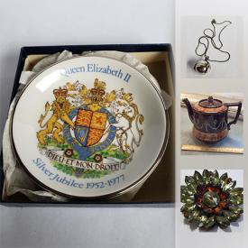 MaxSold Auction: This online auction features necklaces, earrings, gems, pins, medallions, wall art, tea sets, sheet music, books, cards and much more!