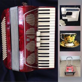 MaxSold Auction: This online auction features collectibles such as silver plate items, pinwheel glassware, and Royal Albert china, furniture such as IKEA armoire, and recliner, airbrush kit, cameras, accordions, ladders, ShopCraft bench grinder, Rockwell lathe, power tools and much more!