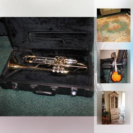 MaxSold Auction: This online auction features musical instruments such as a keyboard, trumpet, mandolin and more, china, Lego, furniture, throw pillows, bed linens, area rug, watches, trays, art, china, opera glasses, Xbox 360, pink pre-lit holiday tree, glass, animal statues, tea pot, speakers, map, small kitchen appliances, air conditioning unit, bar fridge, prints and much more!