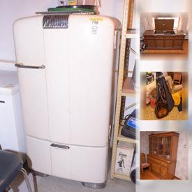 MaxSold Auction: This online auction features Serving Cart, Royal Doulton mini figurine, Carpet Runners, 24" Insignia brand television, Vanity Set, bikes, Mastercraft Drill Press, Vintage Kelvinator Refrigerator, Craftsman Chainsaw, Bench Grinder and much more!