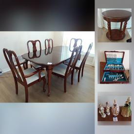 MaxSold Auction: This online auction features Dining room table, side table, Queen Ann Chair, dresser, Woods refrigerator, Nesting tables, Icecream maker, Royal Doulton figurines, Nutcracker figurines, Sunbeam mixmaster and much more!