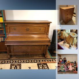 MaxSold Auction: This online auction features FURNITURE: Several desks including a Hoosier cedar and metal vintage; bookcases, occasional tables, several vintage sofas, chest of drawers and dresser by David M. Lea & Co., children's table and chair set. Gerhard Adams upright piano. APPLIANCES: Kenmore and Gibson fridges. Kenmore sewing machine. RYOBI scroll saw. 22 ft. extension ladder. COLLECTIBLE: Hummel lamps; dolls; bar decor. OUTDOOR: Fiesta propane grill; furniture. ELECTRONICS: Fisher tuner, Toshiba DVD player, Dynaco speakers, First Act guitar amp and much more!