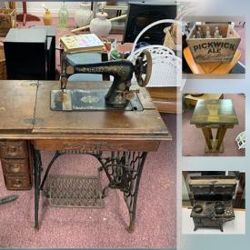 MaxSold Auction: This online auction features Pickwick Ale Crate, costumer jewelry, Antique Singer Sewing Machine, Whynter Portable Freezer 85 Quart, Sterling Rings, Unique Side Table, Barstools, jewelry, Miniature Stove, Sports Cards, 90210 wax packs sealed, coins and much more!