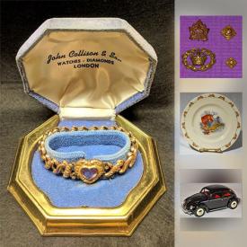 MaxSold Auction: This online auction features COLLECTIBLE: Lighters, matchbooks; toy cars - Matchbox Lesney, Vanguards VW bug and a Morris Minor; Hockey; stamps; Barbie fashion; Coca cola; Hummel; Presidential fold-over pins. CHINA/STONEWARE: Royal Doulton "Bunnykins" dishes and sets; ROYAL STAFFORDSHIRE BOWL; Blue and white; Delft; Royal Porcelain. VINTAGE: Weller soldering kit in original box; boxed soap and hairbands; sunglasses; Ekco beater; patches; string art kits. GLASS/CRYSTAL: Napkin rings and glass boot mug and much more!