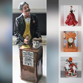 MaxSold Auction: This online auction features figurines, clocks, purses, wall art, tea sets, lamps, books, linens, glassware, dresses, lampshades, glass decor, and much more!