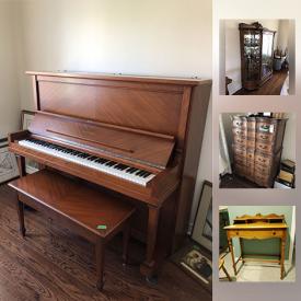 MaxSold Auction: This online auction features Heintzman piano, collectibles such as pinwheel crystal, Royal memorabilia, silver plate items, and fine bone china, furniture such as antique eastlake style chairs, live edge wooden tables, Malcolm Furniture dresser, antique china cabinet, and drafting table, art such as original oil painting, signed limited edition prints with COA, and Folkins limited edition print, pottery, table lamps, glassware, serving ware, small kitchen appliances, shelving units, books, area rugs, Raleigh bicycle, Ripstick skateboard and much more!