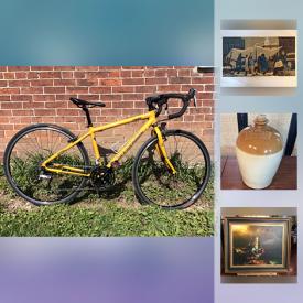 MaxSold Auction: This online auction features Cannondale T800 bicycle, Adirondack lawn chairs,
antiques such as studded leather dome box, engraved brass box, and sterling bracelets, art such as Gwyneth Travers woodcuts, Bruno Cote numbered print, tin lithograph, and signed watercolours, and original oil paintings, collectibles such as Birks carving set, Hummel figures, and Waterford crystal, Buick racing track suit, Quebec pottery, DVDs, art glass and much more!