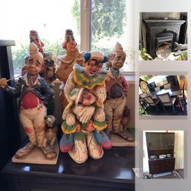 MaxSold Auction: This online auction features a cookie jar collection with themes such as disney, snoopy, looney tunes and more, prints, hutch, tea pots, furniture such as an lyre base entry table, bench, telephone table, dining table and chairs, media cabinet, other cabinets and more, large porcelain dolls, stuffed animals, Buddha decor, wall decor, African decor and more, artificial plants, masks, Greek statues, Deluan Yuan statue, centrifuge, vintage toys, kitchen decor, exercise equipment and much more!