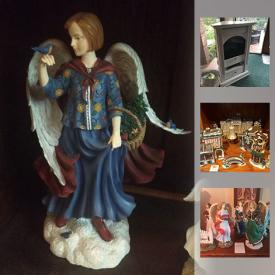 MaxSold Auction: This online auction features COLLECTIBLE: HUGE PIPKA ANGEL AND SANTA COLLECTION; HUGE DEPT 56 - DICKEN'S VILLAGE, NEW ENGLAND SERIES, ALPINE VILLAGE, NORTH POLE COLLECTION; DEPT 56 SNOWBABIES; HUGH HARBOUR LIGHTS LIGHTHOUSE COLLECTION; MANY BYERS CHOICE PIECES; Roseville pot, Hull vase; porcelain figurines; baseball memorabilia; MANY PIECES CROCKERY; green steins. CHINA: HUGH COLLECTION "SUPERIOR HALL", COFFEE AND TEA SERVICES, SERVING PIECES. Dresden pitcher; Noritake urn and more! GLASS/CRYSTAL: CRANBERRY LUSTRES, decanter, rose bowl and more! GREEN DISHES, vintage glassware. ANTIQUE: Tools. VINTAGE: Picnic basket, sheet music. French horn in case. ART: Limited edition prints. JEWELRY: Costume, boxes. And much more!