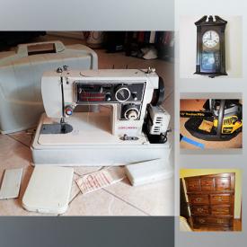 MaxSold Auction: This online auction features wall art, luggage, books, shelving, crystal, glassware, power tools, TV, VHS player, pool table, lawn mower, bicycle, sewing machine, and much more!