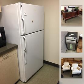 MaxSold Auction: This online auction features a GE fridge, Nespresso machine, typewriter, laptop docks, artwork, conference room table and chairs, office equipment and stationery and much more!