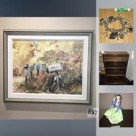 MaxSold Auction: This online auction features Oil paintings signed J.Pepper and Winchell Price, signed James Gunner soapstone carvings. 14K gold and sterling silver jewelry including a loaded sterling charm bracelet as well as amethyst pieces. Collectible coins; Royal Doulton, Beswick and Goebel figurines; Asian ceramics; Paddington bear. Furniture such as a channel back chair, bedroom dresser and chest of drawers. Coloured glass, cut/pressed serving pieces and much more!