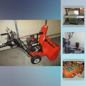 MaxSold Auction: This online auction features a snowblower, treadmill, gaming table, pinball machine, elliptical, electric guitar, camping gear, golf clubs, wall art, grill, TV, foosball table, and much more!