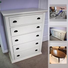 MaxSold Auction: This online auction features lamps, crystal glassware, shelving, ladders, bicycles, lawn mower, tools, wall art, toys, DVDs, CDs, exercise equipment, office supplies, and much more!