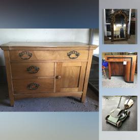 MaxSold Auction: This online auction features furniture such as mid century table, carved settee, and tiger maple chest, sterling silver jewelry, grandmother clock, antique chair, men and women’s shoes, kitchenware, hardware, pet items and more!