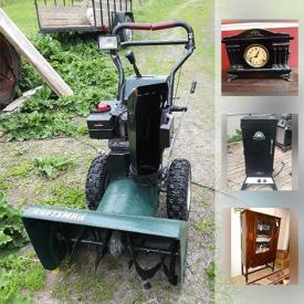 MaxSold Auction: This online auction features Singer Featherweight style sewing machine, Antique Spinning Wheel, Eastlake Rocker, Windsor Rocking Chair, Original Watercolour, China Cabinet, Antique Horse Yoke, Electric Fireplace, Antique Washstand, Gramophone, Sessions Mantel Clock, Hurricane Lamp, Vintage Radio, Grill Pro Propane Smoker and much more!