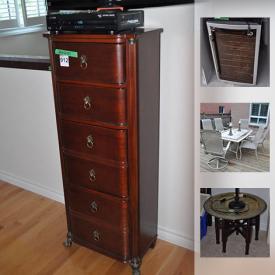 MaxSold Auction: This online auction features mirrors, wall art, electric fireplace, glassware, china, shelving, tools, speakers, filing cabinet, snowboards, bicycle, exercise equipment, and much more!