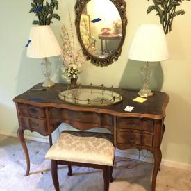 MaxSold Auction: This auction features Decorative Metal Pieces, Books, Lamps, China Cabinet, Dining table and chairs, Artwork, Metal Outdoor Furniture, Small Trailer, Dressers, Vanity And Mirror, Wood Headboards, Electronics, Chandelier, Tools and much more!