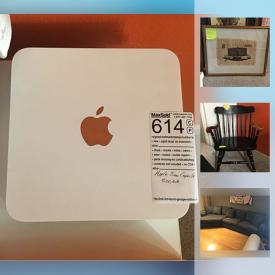 MaxSold Auction: This online auction features furniture such as teak desk, sectional sofa, and filing cabinets, electronics such as Apple external harddrive, solar iPhone case, Bose sound dock, and 19” LCD TV, books, CDs, framed wall art, office supplies, vintage silk jacket, downhill skis, and much more!