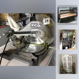 MaxSold Auction: This online auction features appliances such as GE range stove, GE dishwasher, and GE refrigerator, furniture such as Bassett pedestal table, wooden hutch, armoire cabinet, and wooden sleigh bed, power tools such as Ryobi mitre saw, Ryobi electric log splitter, and Ryobi table saw, electronics such as Dell speakers, and HP laptop, new in box items such as Glacier Bay toilets, Hampton Bay ceiling fan, and Whirlpool microwave, jewelry, gardening equipment, renovation materials, light fixtures, Ryobi pressure washer, Schwinn bicycle, neon bar signs, wooden swings, glassware, stoneware, kitchenware, linens, mirrors, wall art, Brother serger, and much more!