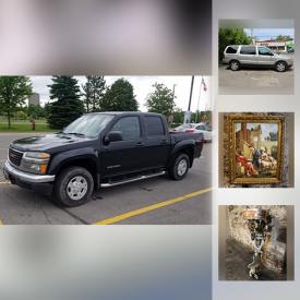 MaxSold Auction: This online auction features 2007 Chevrolet Uplander Minivan, 2005 GMC Canyon 4x4, collectibles such as autographed sports memorabilia, vintage oil cans, fine bone china such as Royal Albert, Aynsley and Paragon, silver plate items, and vintage advertising, antiques such as signed antique pairpoint lamp, antique French vanity, antique elm wood cupboard, and an antique violin, furniture such as Danish teak credenza, pro drafting table, vintage tulip style chairs, egg style lounge chair, live edge table, and antique Eastlake walnut chair, art such as original antique oil painting, bronze sculpture, carved folk art, and original watercolour, electronics such as Cambridge Audio receiver, Pioneer Blu-ray player, and Rotel amplifier, jewelry such as sterling silver, rings, earrings, brooches, and necklaces, vintage LPs, diecast cars and trucks, vintage chrome floor lamps, Le Creuset cookware, vintage lead soldiers, instruments such as Yamaha French Horn, and Bundy Z Saxophone, fishing gear, pottery, books, vintage magazines, area rugs, vintage toys, antique architectural salvage from a bank, handmade rocking horse, and much more!