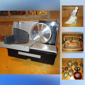 MaxSold Auction: This online auction features ANTIQUE: Canning jars, quilt, claw and ball foot parlour table, table cloths. VINTAGE: Roller skates; TV trays; dresser set; jewelry. COLLECTIBLE: Birds; LP's including Elvis; kitchen tins; Tengra, Spain figure; vintage Mickey Mouse toys; doilies. ELECTRONICS. GLASS: Art, vintage serving pieces. TOOLS. White wicker table and much more!