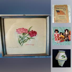 MaxSold Auction: This online auction features watercolor, Marble Lamp Base, "Flag Of The Free," Song Books, Old Fashion Shoe Vase, Christmas Tea set, Lenox Vases, Christmas Decorations and much more!