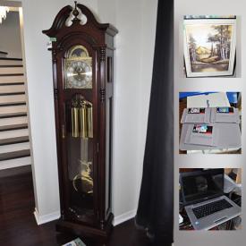 MaxSold Auction: This online auction features Henstschel grandfather clock, art such as lighted signed original paintings on canvas, framed prints, and Peter Robson signed print with COA, electronics such as Super Nintendo with games, Toshiba laptop, and Samsung monitor, furniture such as cedar-lined antique wardrobe, and copper coloured loveseat, area rugs, men’s jackets, sporting equipment, automotive accessories, and much more!