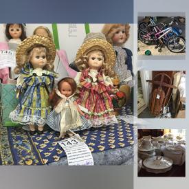 MaxSold Auction: This online auction features china, chandelier, porcelain dolls, wall art, lamps, figures, pottery, bicycles, glassware, cabinets, and much more!