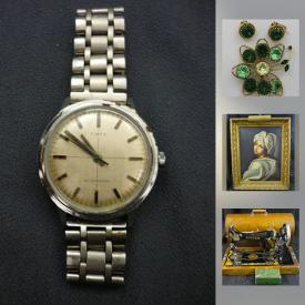 MaxSold Auction: This online auction features Antique Women's Sterling Silver Bracelet, Vintage Booklet of Postcards from Vimy Ridge, Retro Teak Hanging Wall Lamp, Vintage Steuben Art Glass Crystal Bouquet Vase, Walter Moorcroft Vase, 1992-1993 EEC Great Britain 50 Pence Pied fort Silver Proof Coin, Singer Sewing Machine Model 128, Royal Doulton Figurines, and much more!