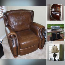 MaxSold Auction: This online auction features collectibles such as Mikasa dinnerware, Waterford flatware, furniture such as ornate Hooker cabinet, leather recliner, Ellis sofa, and lighted dining room hutch, art such as botanical prints, framed photography, and metal wall art, Weber grill, glassware, area rugs, HP printer, Fellows shredder, linens, Hampton Bay light fixtures, gardening tools, and much more!