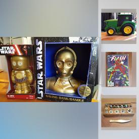 MaxSold Auction: This online auction features ANTIQUE: Chalk marker, pocket watch, scale weights, butter churn, door knobs/locks/hardware and more! VINTAGE: Board games; postcards; model ships; tins and more! COLLECTIBLE: WWII; Ephemera; Advertising pinback buttons/ and tankards; Star Wars; Sport memorabilia; Die cast cars; Comics and much more!