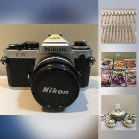 MaxSold Auction: This online auction features a Nikon Fe2 with lens, flash, Needlepoint. Yamaha sub woofer. Several sets "Temptations" oven to table cookware sets. Delft and much more!