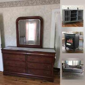 MaxSold Auction: This online auction features furniture such as Macy’s grey couch, corduroy recliner, sofa beds, and secretary desk, electric fireplace, kitchenware, table lamps, new Shogun Safari bike, aluminum ladders, gardening supplies, framed prints, glassware, holiday decor, and much more!