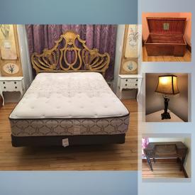 MaxSold Auction: This auction features Antique Hump Metal Chest, Antique Stain Glass Oak Front Door, Shelves, Ornate Mirror, Secretary, Horseshoes, J.A. Henckels Pot Set, Fainting Chair, Metal Fire Pit, CCM Bike, and much more!