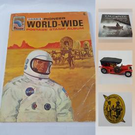 MaxSold Auction: This online auction features COLLECTIBLE: Comics; model kits; STAMPS; Sports memorabilia and CARDS; Military buttons/crest patches; postcards; Die cast cars - Lesney, Corgi and Hotwheels; tin signs. ANTIQUE: Lead figures and much more!