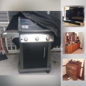 MaxSold Auction: This online auction features Ethan Allen cherry bedroom furniture pieces including bed with headboard, wardrobe, end table, and more, outdoor furniture such as mesh loungers, kitchen appliances and cookware by All Clad and Calphalon, many household cleaners, a shop vacuum, linen sets, shelving units, and much more!