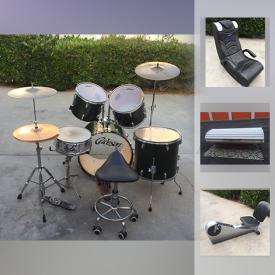 MaxSold Auction: This online auction features a tanning bed, Cadeson drum kit set, full-sized mannequin, gaming chair, tent, easel, keyboard lamp shade, rugs, sound bar, bikes, jackets, pet items such as a pet door, stroller, leash, mat, gate and much more!