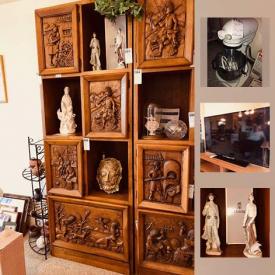 MaxSold Auction: This online auction features Spanish made chestnut furniture, hand carved matching storage units, collectible art, glassware, lladros, books, oak bookcase, wrought iron throne, filing cabinets, metal bakers rack, bookcases, candles, plants, religious items, Nikon camera, home care items, lithograph and other art, glassware and other serving pieces, kitchen items, tea set, baskets, baking supplies, hat boxes, wrought iron screen, TV, chopping block, KitchenAid mixer, costume jewelry, tools and much more!