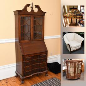 MaxSold Auction: This auction features Mahogany Coffee Table, Le Creuset covered dish, sofa, Sewing Cabinet, Art Deco Display Cabinet, Marble Top Coffee Table, Occasional Table, Victorian Drop Leaf Table, iPod docking station, Acrylic on Canvas, HP Printer, Bar, floor vase, and much more!

