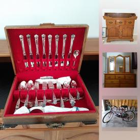 MaxSold Auction: This online auction features collectibles such as silver plate items, Myott china, and ceramics, art such as Kierstead prints, framed embroidery, and acrylic painting, furniture such as Roxton sideboard, Roxton buffet with hutch, solid oak dining table and Kroehler coffee table, tools such as Black and Decker circular saw, electric drill, heat stripper, and hand tools, gardening tools, Raleigh bicycle, glassware, stoneware, kitchenware, small appliances, table lamps, Hoover vacuum, camping equipment, cleaning supplies, and much more!