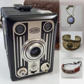 MaxSold Auction: This online auction features a large assortment of costume jewelry, a cigarette case, vintage compacts, vintage brass pincushion and much more!