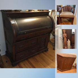 MaxSold Auction: This online auction features Antique Roll Top Desk, Ethan Allen Drop Leaf Flared Top Table, Louis DeRespinis Sculpture, Mid-Century Modern Chest of Drawers , Mid-Century Modern Dresser, Persian Rug and much more!