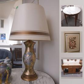 MaxSold Auction: This online auction features sterling silver, marble and wood tables, clothing, cabinet, prints, bookcases, books, bench, mirror, decor, rings, chair, boot forms, rugs, urn, soapstone, ET bag, Royal Worcester dishes, gloves and scarves and much more!