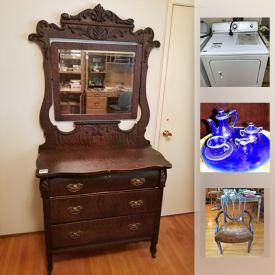 MaxSold Auction: This online auction features collectibles such as crystal stemware, silverplate serving ware, royal memorabilia, and fine bone china, brass decor, antiques such as an oak dresser, an antique chair, and an antique gramophone, Maytag washer, Maytag dryer, LP records, art prints, Japanese serving ware, furniture such as a vintage dining table with chairs, wooden display cabinets, an oak chair, and vintage love seat, costume jewelry, small kitchen appliances, glassware, bar ware, serving ware, soap stone carvings, cookware, vintage tools, books such as humour, dogs, history, and collector’s guides, table lamps, and much more!